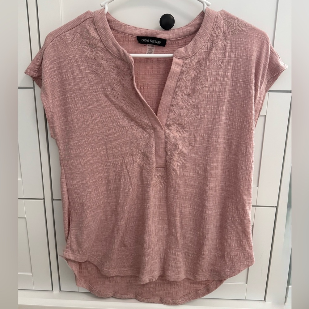 Cable & Gauge Blush Pink Textured Blouse